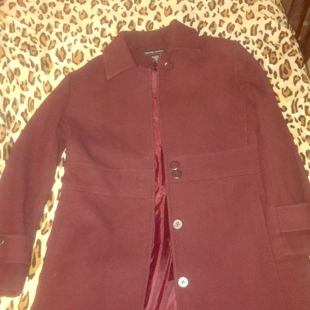 Burgundy New York & Co Trench Coat